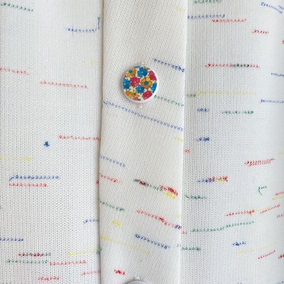 Vintage Knit White Colourful Geometric Detail Button Front Patch Pocket Skirt S - Picture 2 of 9